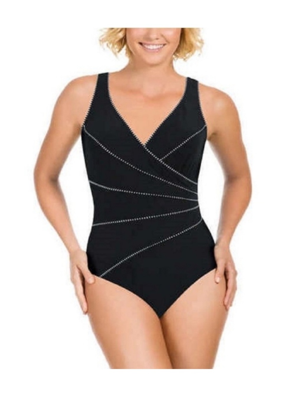Miraclesuit One Piece Swimsuit Black Horizon Size 16